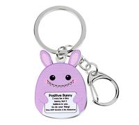 Titanape Cute Bunny Gift for Her, Stainless Steel Purple Rabbit Keyring, Stay Hop-timistic Inspirational Pocket Hug, Easter Basket Filler, Motivational Gift for Daughter, Kids