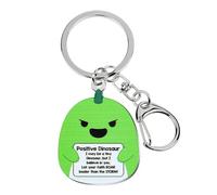 Titanape Cute Dinosaur Gift Keychain, Stainless Steel Green Dino Pocket Hug
