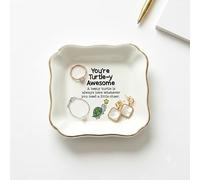 Titanape Cute Turtle Jewellery Dish - You're Turtle-y Awesome Small Ceramic Trinket Tray, 8cm Ring Holder - Birthday, Thank You, Thinking of You Gifts for Women, Bestie, Daughter, Teacher