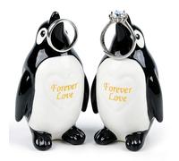 Titanape for Mum, Ceramic Penguin Ring Holder Set of 2 - Forever Love Keepsake, Cute Home Decor Perfect for Her