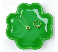 Titanape Green Four Leaf Clover Ceramic Jewellery Dish - Leaf Trinket Dish for Rings Earrings Necklaces Keys for Christmas, Birthday - Lucky Green Ornaments Gifts for Women, Girl, Her