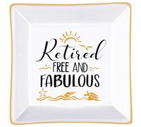 Titanape Happy Retirement Gifts for Women, Leaving Gifts for Colleagues - Ceramic Trinket Ring Dish Jewellery Holder, Funny Retirement Farewell Gifts for Teacher Co-workers Nurse Boss Friend Mum Nana