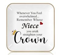 Titanape Niece Gifts from Auntie - Remember Whose Niece You Are Trinket Dish for Jewelry Rings Earrings Necklaces, Inspirational Christmas Birthday Graduation Gift for Niece