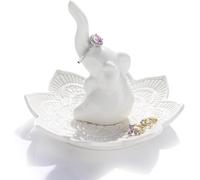 Titanape White Elephant Ring Holder with Mandala Trinket Dish, Boho Decor, Jewelry Holder for Rings, Earrings, Bracelets, Elephant Gifts for Adults, Birthday, Christmas Gifts for Women