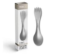 TitanChef Titanium Spork - Lightweight 2-in-1 Spoon & Fork Combo | Eco-Friendly Outdoor Camping Cutlery, 6.5-inch Portable Titanium Spork with Storage Bag (Sandblasted Finish)