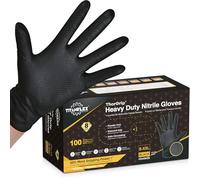 TitanFlex Thor Grip Heavy Duty Black Industrial Nitrile Gloves, 8-mil, Large, Box of 100, Latex Free, Raised Diamond Texture, Powder Free, Food Safe, Rubber Gloves, Mechanic Gloves