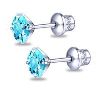 TitanHeart G23 Titanium CZ Stud Earrings, Hypoallergenic F136 Implant Grade Titanium Screw Back Simulated Diamond Earrings for Sensitive Ears, 6mm 5A Cubic Zirconia Stud Earrings for Women