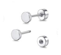 TitanHeart Hypoallergenic Titanium Screw Back Flat Back Dot Stud Earrings 3mm-5mm Simple Classic Helix Tragus Cartilage Earlobe Stud Earrings for Women Men(Silver,4mm)
