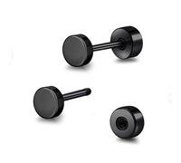TitanHeart Hypoallergenic Titanium Screw Back Flat Back Dot Stud Earrings 3mm-5mm Simple Classic Helix Tragus Cartilage Earlobe Stud Earrings for Women Men(Black,3mm)