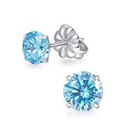 TitanHeart Pure Titanium Stud Earrings, Hypoallergenic F136 Implant Grade Stud Earrings with 6mm Birthstone Crystals CZ Simulated Diamonds for Women Men