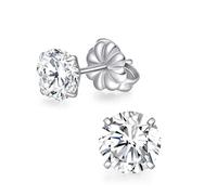 TitanHeart Pure Titanium Stud Earrings, Hypoallergenic F136 Implant Grade Stud Earrings with 6mm Birthstone Crystals CZ Simulated Diamonds for Women Men (White CZ)