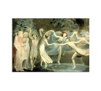 Titania and Puck with Fairies Dancing William Blake Art Prints on Canvas Classic Art Prints Wall Decor Famous Paintings William Blake Inspiring Living Room Bedroom Artwork 45x30cm(18x12in) poster