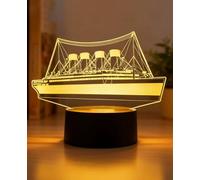 Titanic 3D Night Light for Bedroom Decor, 7 Colours Changing Bedside Lamp USB or Battery Powered Titanic Gifts for Women, Wife, Girlfriend, Romantic Anniversary Birthday Girls & Boys Gifts Ideas
