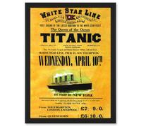 Artery8 Titanic Advertising Poster White Star Line Ocean Liner A4 Artwork Framed Wall Art Print