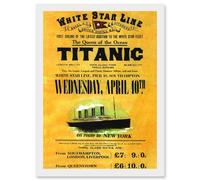 Titanic Advertising Poster White Star Line Ocean Liner A4 Artwork Framed Wall Art Print Artery8 White One Size