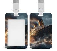 Titanic Cruise Ship Boat Printed Badge Holder with Lanyard Plastic Name ID Card Cases Work Tag