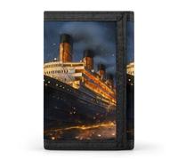 Titanic Cruise Ship Voyage Trifold Wallet Portable Slim Purse Wallet Card Holder with Zip for Men Women