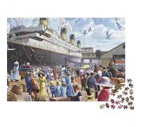 Titanic Departure Scene 1000 Piece Titanic Ship Departure Scene Jigsaw Puzzle for Adults And Kids Challenging Games 1000 Pieces Beautiful Decoration for Women, Gifts for Men 70x50cm/1000pcs