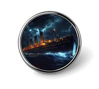 Titanic in Thunder Fashion Metal Badge Round Brooch Pin 1″