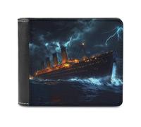 Titanic in Thunder Funny Men's Wallets Slim Front Pockets Bifold Wallet with ID Credit Card Holder