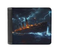Titanic in Thunder Funny Men's Wallets with ID Credit Card Holder Slim Front Pockets Bifold Wallet