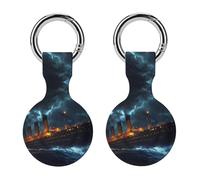 Titanic in Thunder Novelty Holder Cases Compatible with AirTag Silicone GPS Trackers Cover Keychain