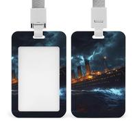 Titanic in Thunder Printed Badge Holder with Lanyard Plastic Name ID Card Cases Work Tag
