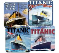Titanic Poster Coasters Set Of 4. White Star Line Ship. Cork Backed