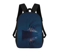 Titanic Sailing on A Calm Night Laptop Travel Backpack for Men Women 17" | Side Mesh Bag Paded Shoulder Strap Work Back Pack Daypack Casual Daily Use