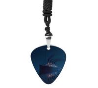 Titanic Sailing on A Calm Night Womens Guitar Pick Necklace for Men Pendant with Chain Music Accessory