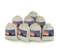 Titanic Sailing Ship on The Sunset 8Pcs Drawstring Gift Bags Reusable Hessian Bags for Wedding Favors Party Jewelry Pouches