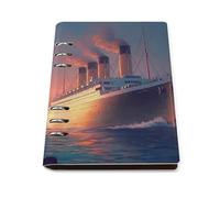 Titanic Sailing Ship on The Sunset A5 Ring 6 Ring Binder Notebook Lined Spiral Loose Leaf Personal Journal