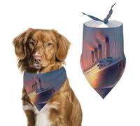 Titanic Sailing Ship on The Sunset Dog Bandana Pet Scarf for Small Medium Large Dogs Triangle Bibs Photo Prop Gift