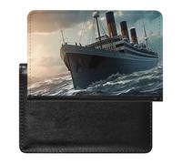 Titanic Sailing Ship Passport Wallet Cute Passport Case with Card Slot Travel Passport Holder Cover