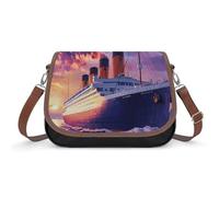 Titanic Ship Crossbody Bags for Women Leather Tote Bag Travel Purse Shoulder Bag for Work Shopping