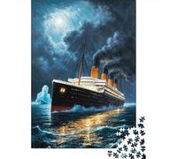 Titanic Ship Night Voyage 1000 Pieces Jigsaw Puzzles for Puzzle Lovers 1000 Piece Thick Cardboard Home Decoration Wall Display Brain Game 52x38cm/1000pcs