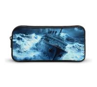 Titanic Ship Wave Cute Pencil Case Large Capacity Portable Zippered Pen Pouch Bag for Office Unisex