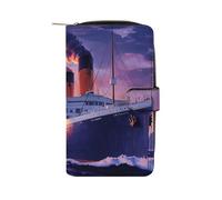 Titanic Ship Womens PU Leather Wallet Long Purse Clutch Organizer for Office Travel