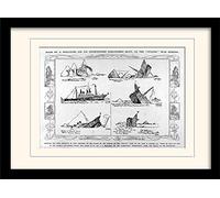 Titanic "Sinking Diagram Mounted and Framed Print, Multi-Colour, 30 x 40 cm