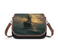 Titanics Sailing Ship Sunset Women's Crossbody Bag Fashion Shoulder Handbags Message Tote Bag with Adjustable Strap