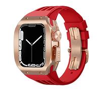 Titanium alloy Bezel Cover Frame Rubber Strap Luxury Watch Band Mod Kit,For 8 7 6 5 4 SE 44mm 45mm Series Watch Replacement Upgraded Watch Strap Kit