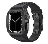 Titanium alloy Bezel Cover Frame Rubber Strap Luxury Watch Band Mod Kit,For 8 7 6 5 4 SE 44mm 45mm Series Watch Replacement Upgraded Watch Strap Kit