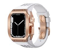 Titanium alloy Bezel Cover Frame Rubber Strap Luxury Watch Band Mod Kit,For 8 7 6 5 4 SE 44mm 45mm Series Watch Replacement Upgraded Watch Strap Kit