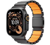 Titanium Band Compatible with Apple Watch Bands Ultra 3/2/1 49mm 46/45/44mm for Men Women, Titanium-Silicone Dual-Layer Luxury Link Bracelet with Magnetic Clasp for iWatch Series 11 10 SE 9 8 7 6 5 4