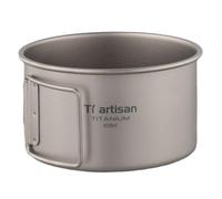 Titanium Bowls with Foldable Handle Lightweight Outdoor Kitchen Cookware Pot Pan Set Camping Portable Mess Kit(450ml bowl no lid)