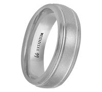 Titanium Brushed Satin Matte Wedding Ring with Inset High-Polish Double Channel Accent, Metal