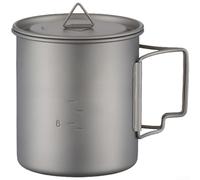 Titanium Camping Cup with Collapsible Handle, Lightweight Portable Water Bottle for Hiking, Backpacking, Trail Running & Outdoor Adventures(750ml)