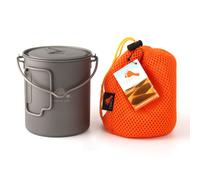Titanium Camping Pot with Bail Handle - Silver Grey 0.8L