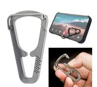 Titanium Carabiner Keychain Clip,Foldable Portable Cell Phone Stand Purse Hook for Table Multifunctional Key Holders Utility Small Snap Ring Folding (Ti1-Holder Hook)