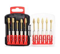 Titanium Carbide Burr Set for Grinder Bits, 10-Piece Rotary File with 1/4 Inch Shank, Compatible with Die Grinders for Metal Wood Stone Carving, Gold Coated Alloy Steel Files with Storage Case